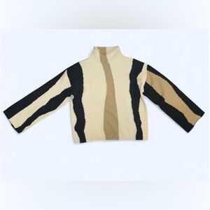 DKNY Black, Cream, and Tan Turtleneck Sweater